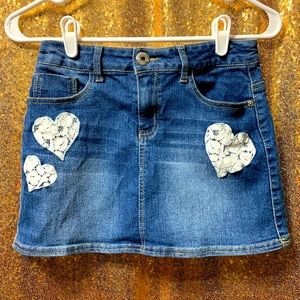 Guess Jean Denim Girls Skirt Lace Hearts 12